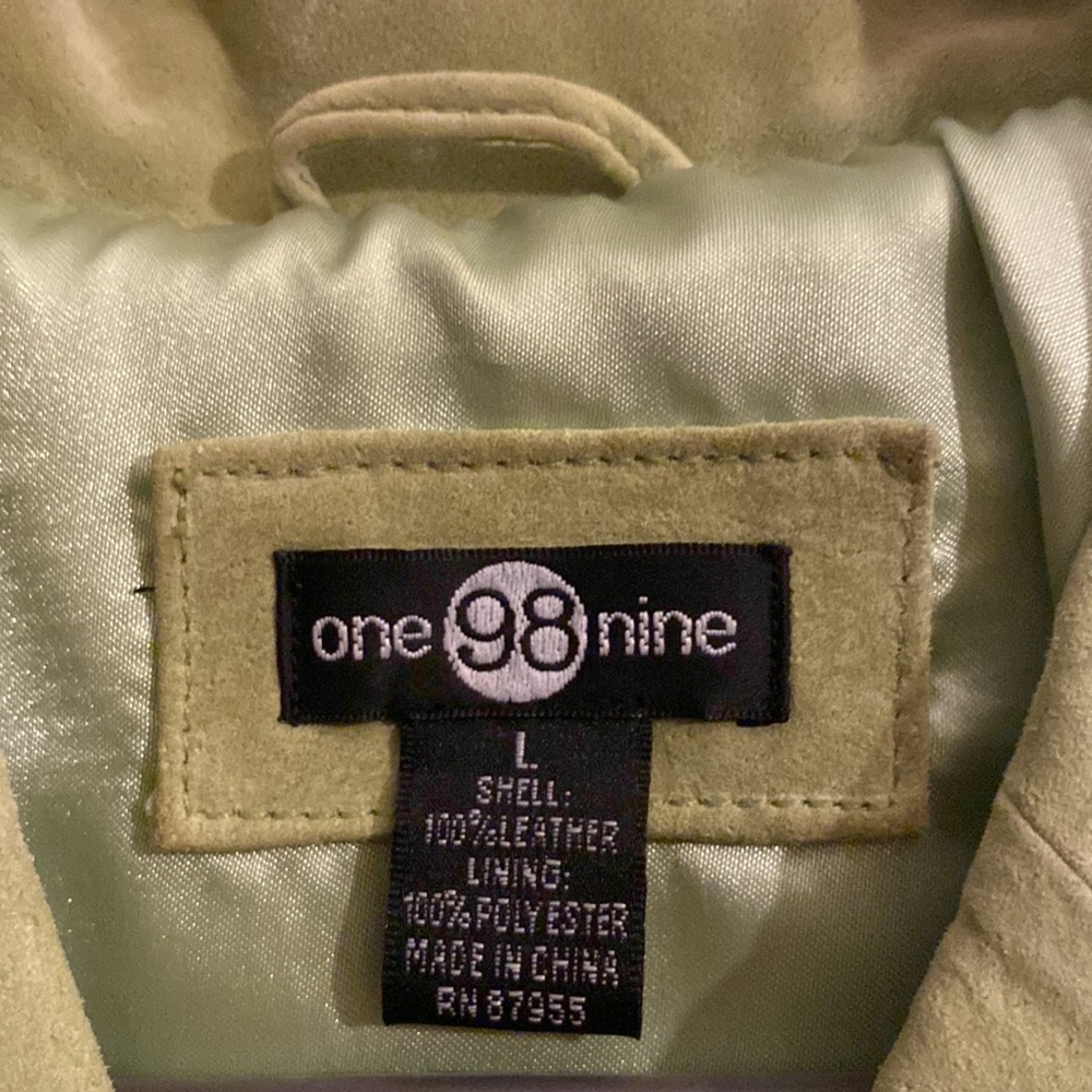 One98nine Leather Light Green Jacket; Large; 100%… - image 3
